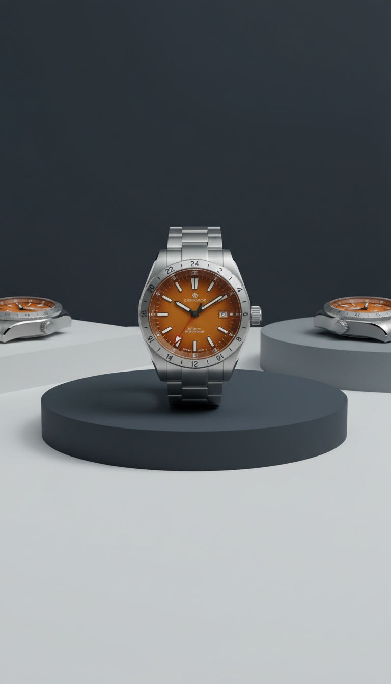 GMT automatic with amber accent
