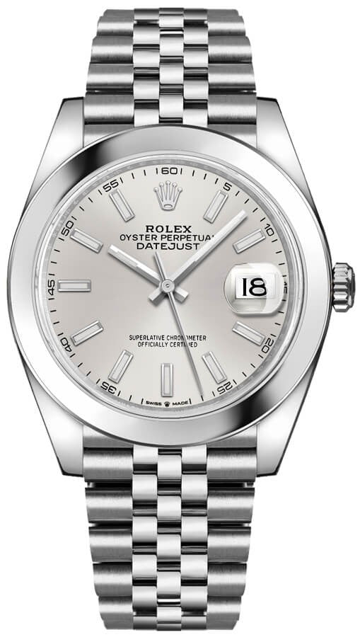 Rolex Datejust 41 Silver Dial Smooth Bezel Men's Watch 126300-0004