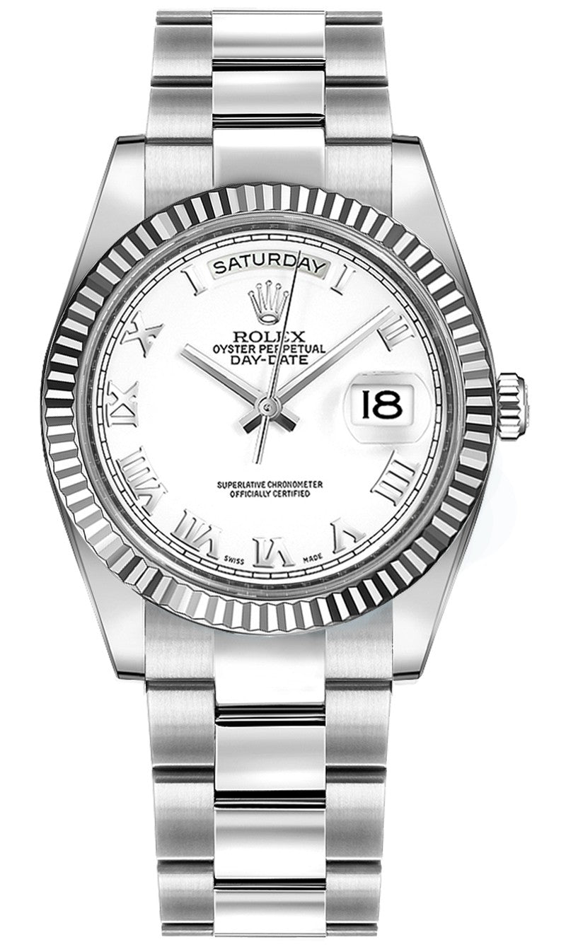 Rolex Day-Date 36 Silver Roman Numeral Dial Gold Watch 118239-0088